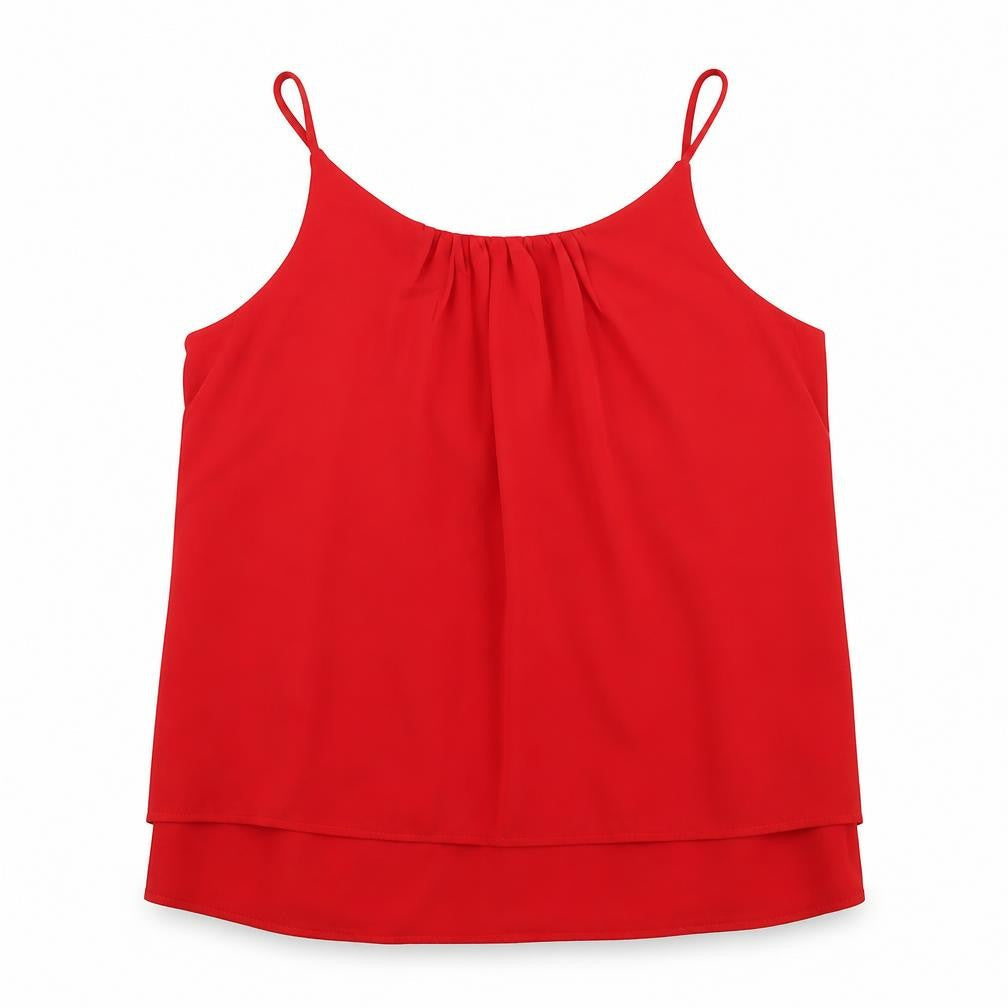 ESMARA Womens Red  Polyester Basic Tank Size 14 Scoop Neck