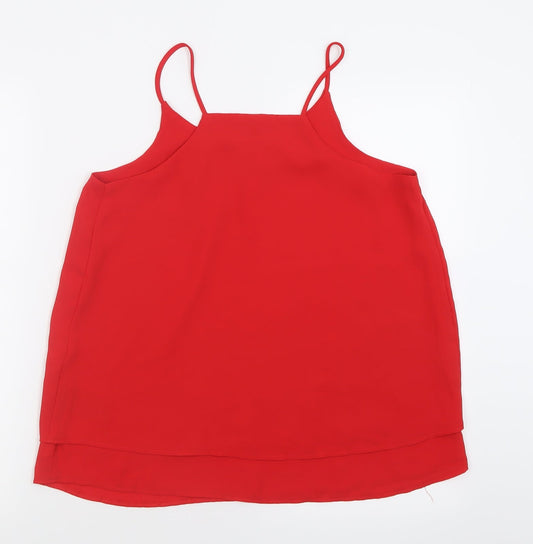 ESMARA Womens Red  Polyester Basic Tank Size 14 Scoop Neck