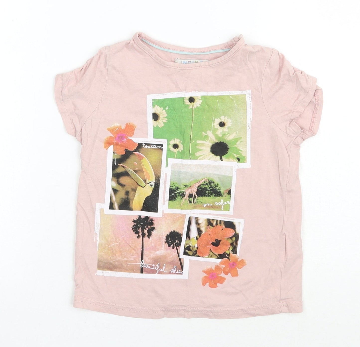 Marks and Spencer Girls Pink  Cotton Basic T-Shirt Size 4-5 Years Round Neck Pullover