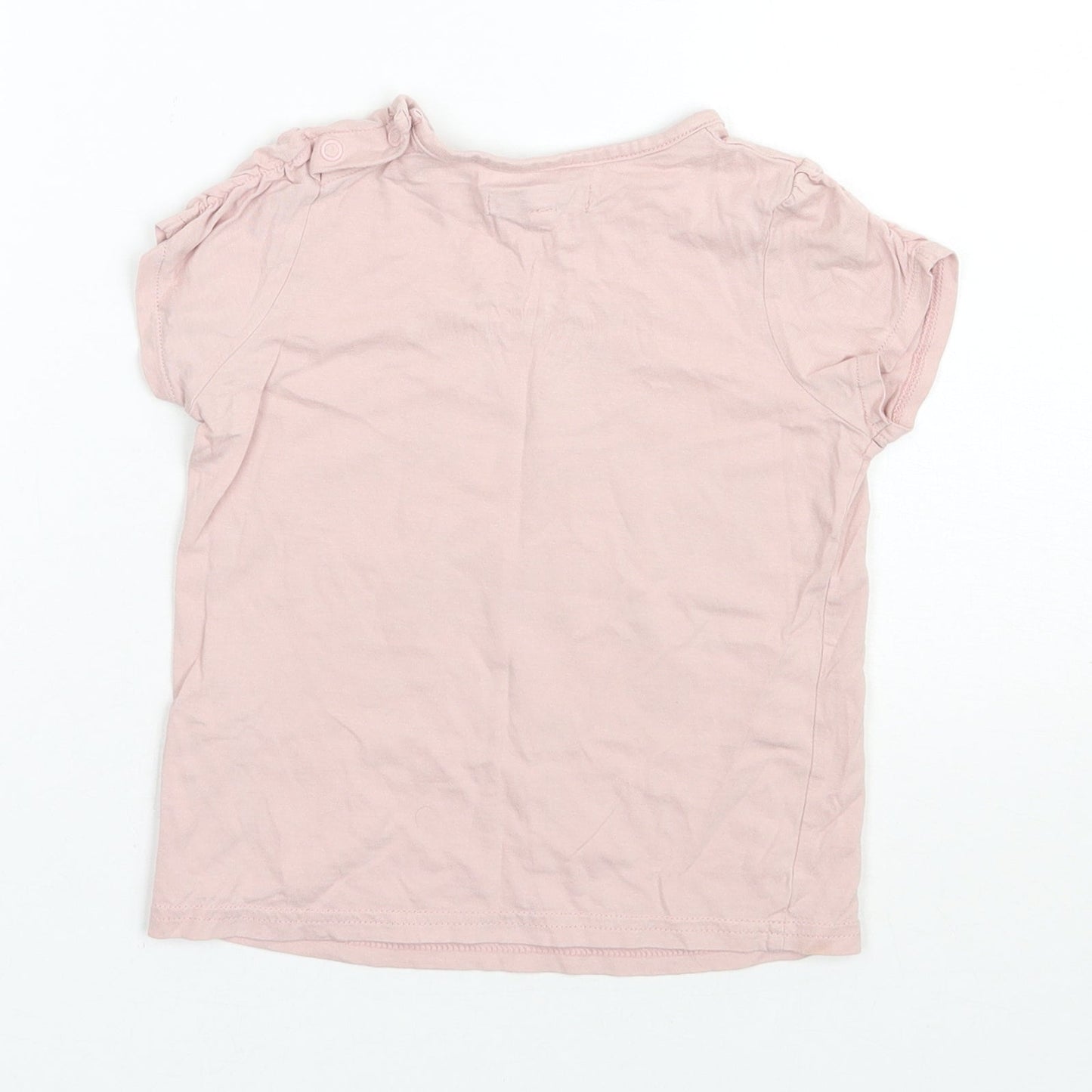 Marks and Spencer Girls Pink  Cotton Basic T-Shirt Size 4-5 Years Round Neck Pullover