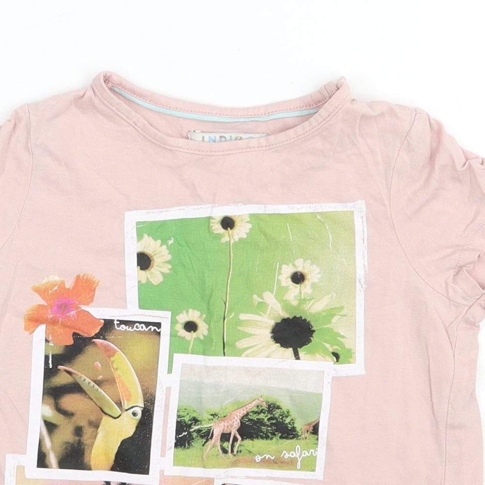 Marks and Spencer Girls Pink  Cotton Basic T-Shirt Size 4-5 Years Round Neck Pullover