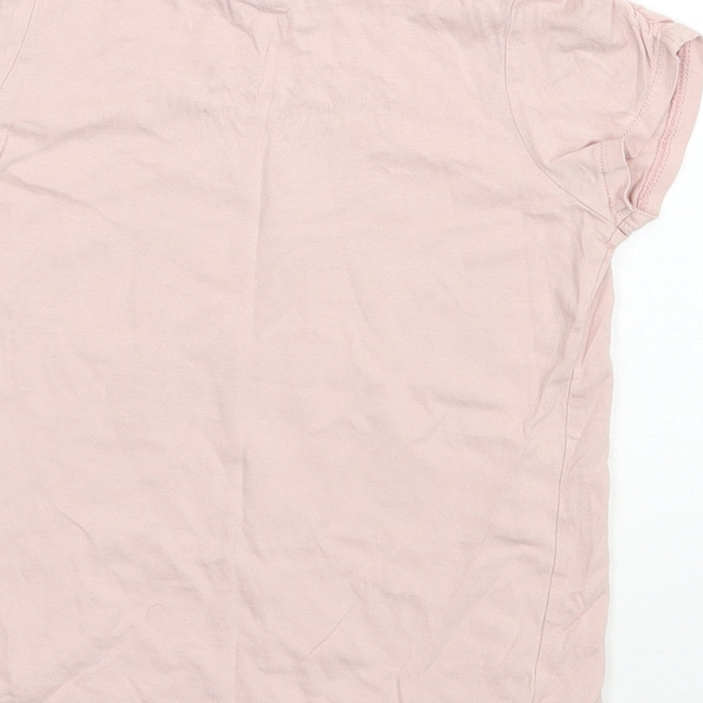 Marks and Spencer Girls Pink  Cotton Basic T-Shirt Size 4-5 Years Round Neck Pullover