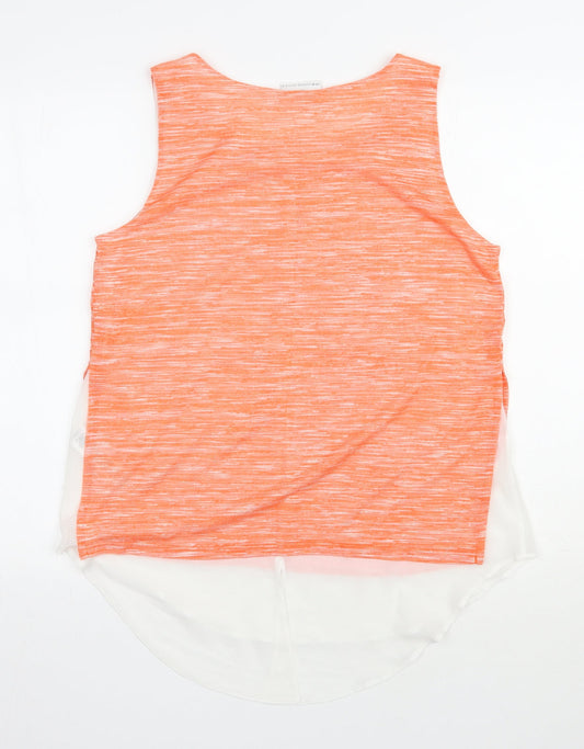 Wallis Womens Orange  Viscose Basic Blouse Size M Scoop Neck