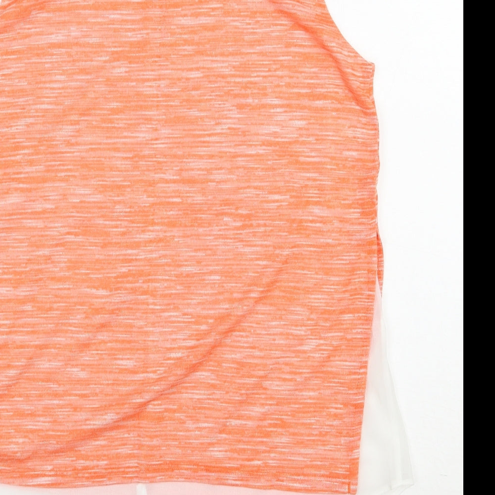 Wallis Womens Orange  Viscose Basic Blouse Size M Scoop Neck