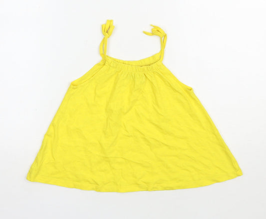 Marks and Spencer Girls Yellow  Polyester Camisole Tank Size 5-6 Years Scoop Neck Pullover