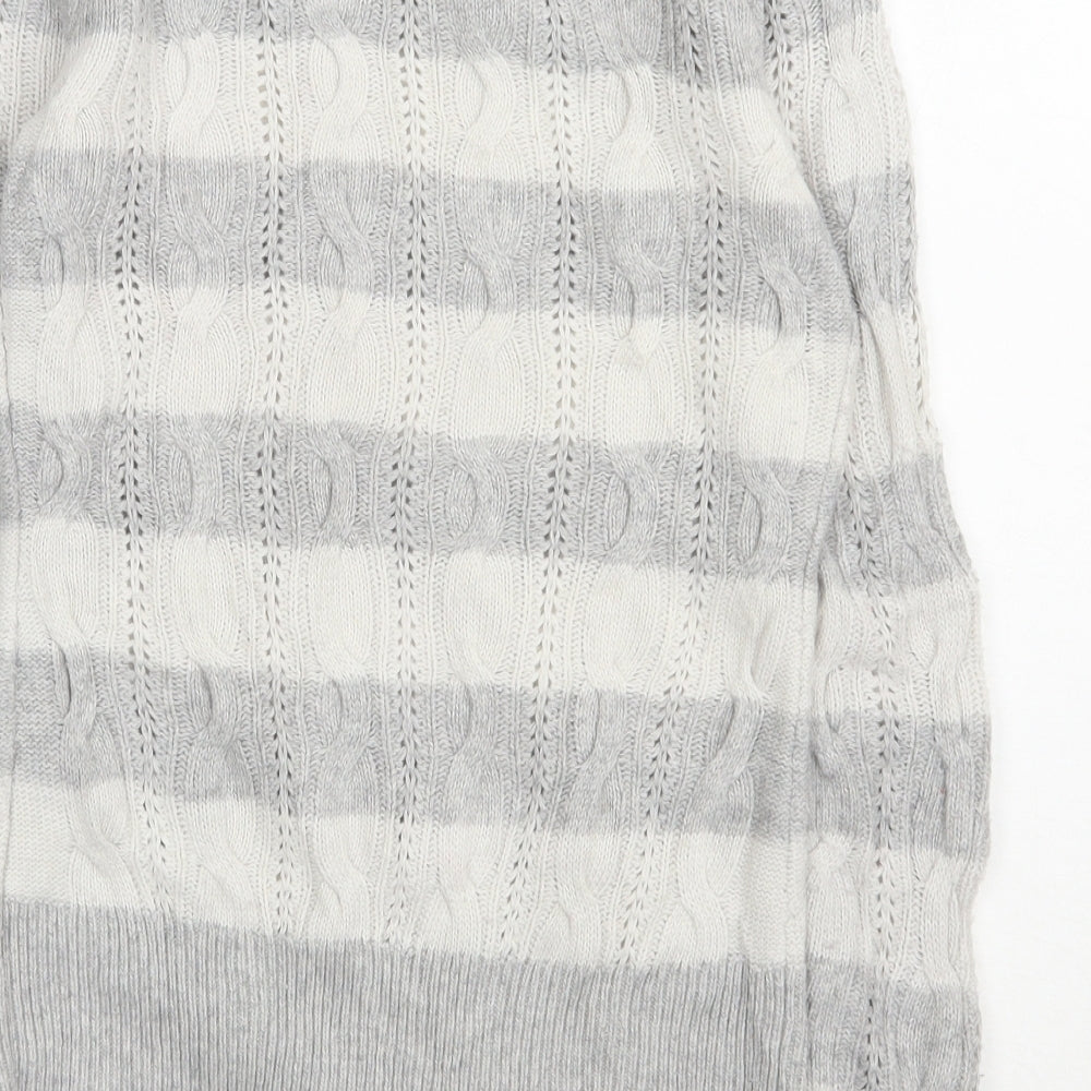 Aphorism  Womens Grey Round Neck Striped Nylon Pullover Jumper Size 12