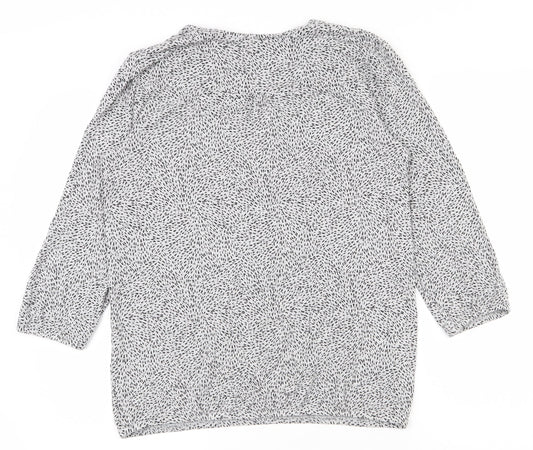 EAC Womens Grey Geometric Viscose Basic Blouse Size S V-Neck