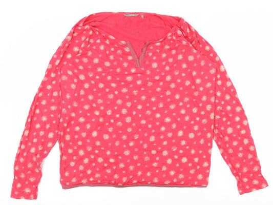 Sandwich Womens Pink Floral Polyester Basic T-Shirt Size XL V-Neck