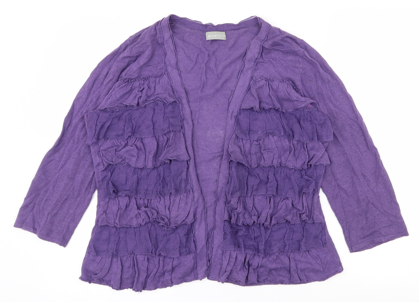 Per Una Womens Purple V-Neck  Polyester Cardigan Jumper Size 14