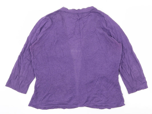 Per Una Womens Purple V-Neck  Polyester Cardigan Jumper Size 14