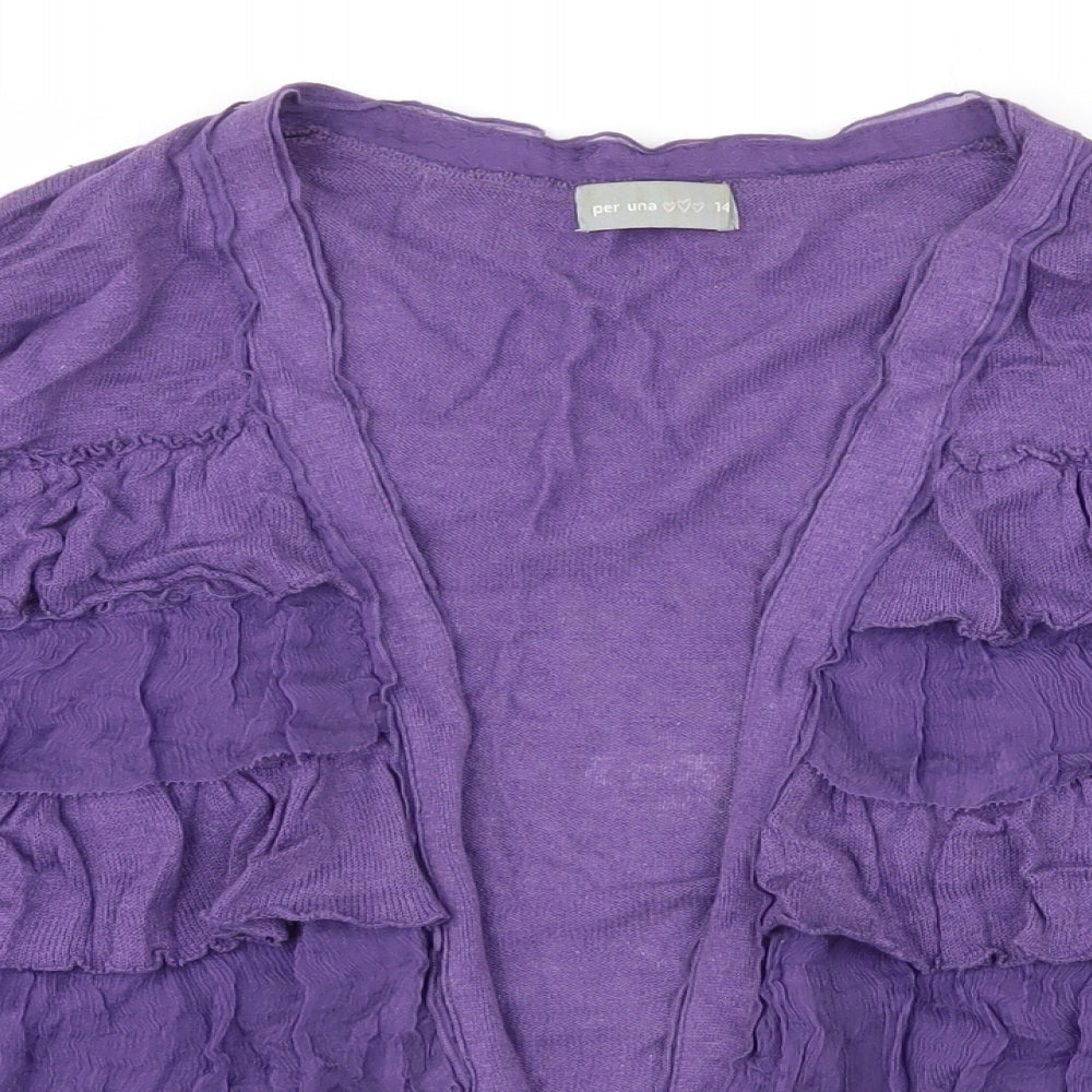 Per Una Womens Purple V-Neck  Polyester Cardigan Jumper Size 14
