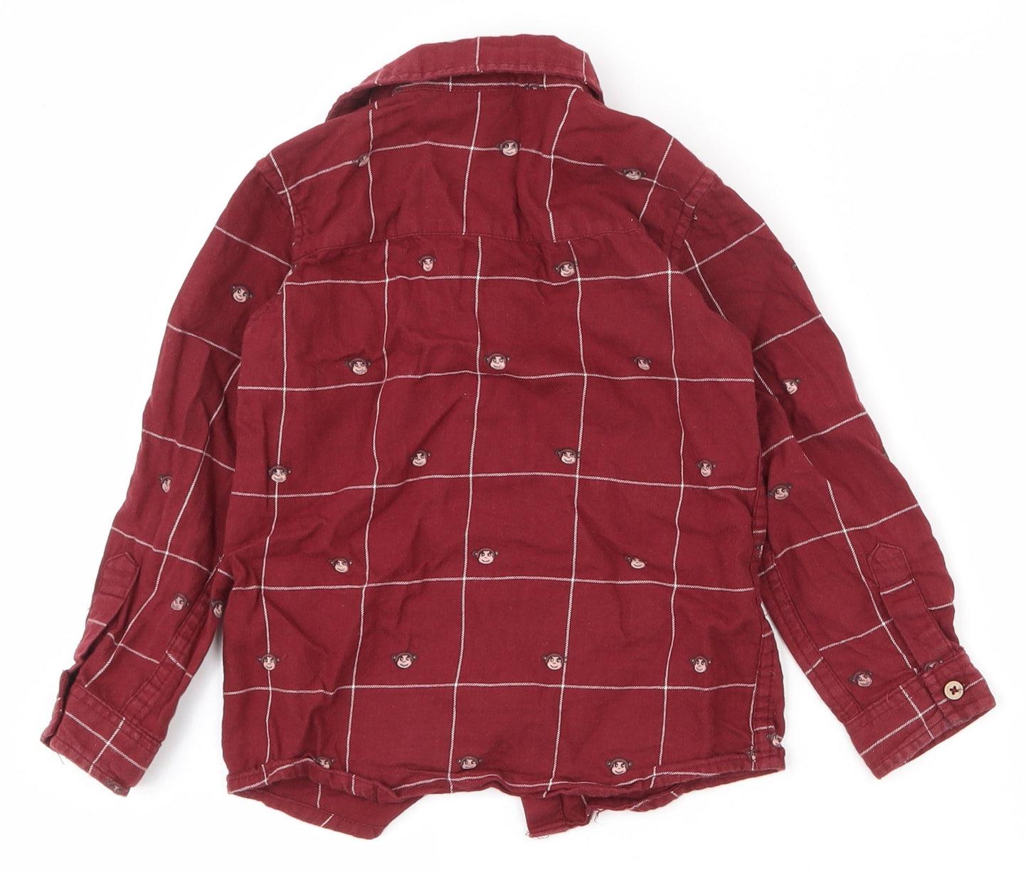 Dunnes Stores Boys Red Check 100% Cotton Basic Casual Size 2-3 Years Collared Button