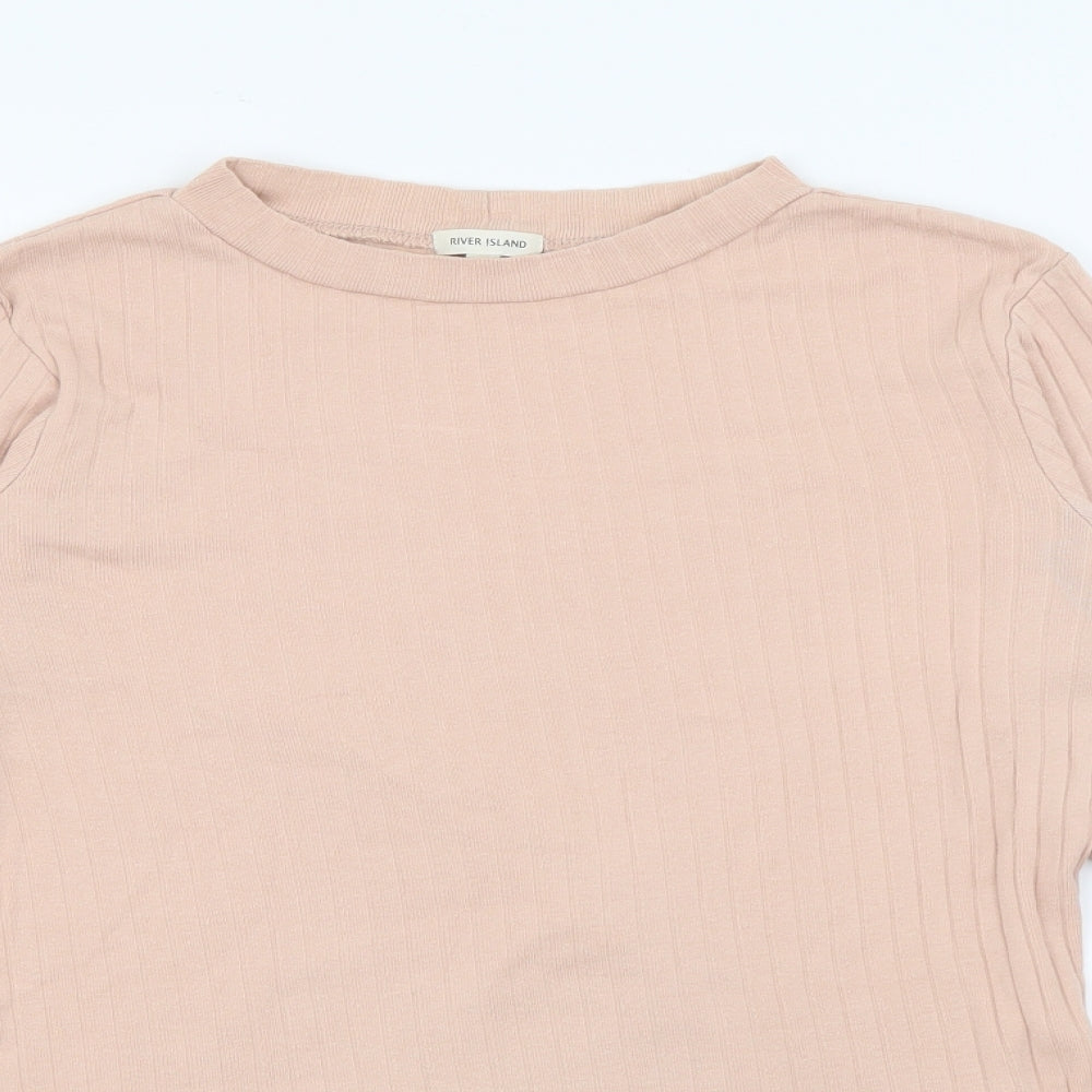 River Island Womens Pink Crew Neck  Polyester Pullover Jumper Size 8