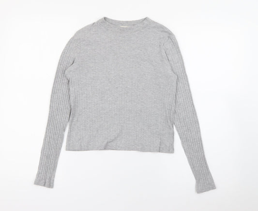 River Island Womens Grey Crew Neck  Cotton Pullover Jumper Size 8