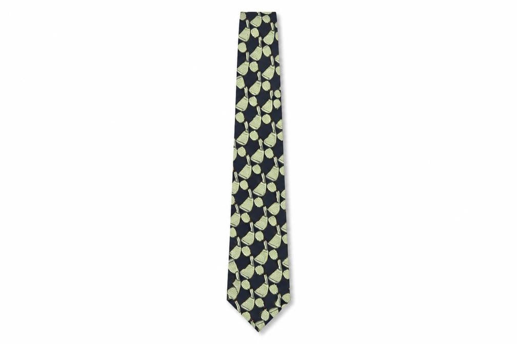 Sette & Bello  Mens Multicoloured Geometric Silk Pointed Tie One Size - Golf