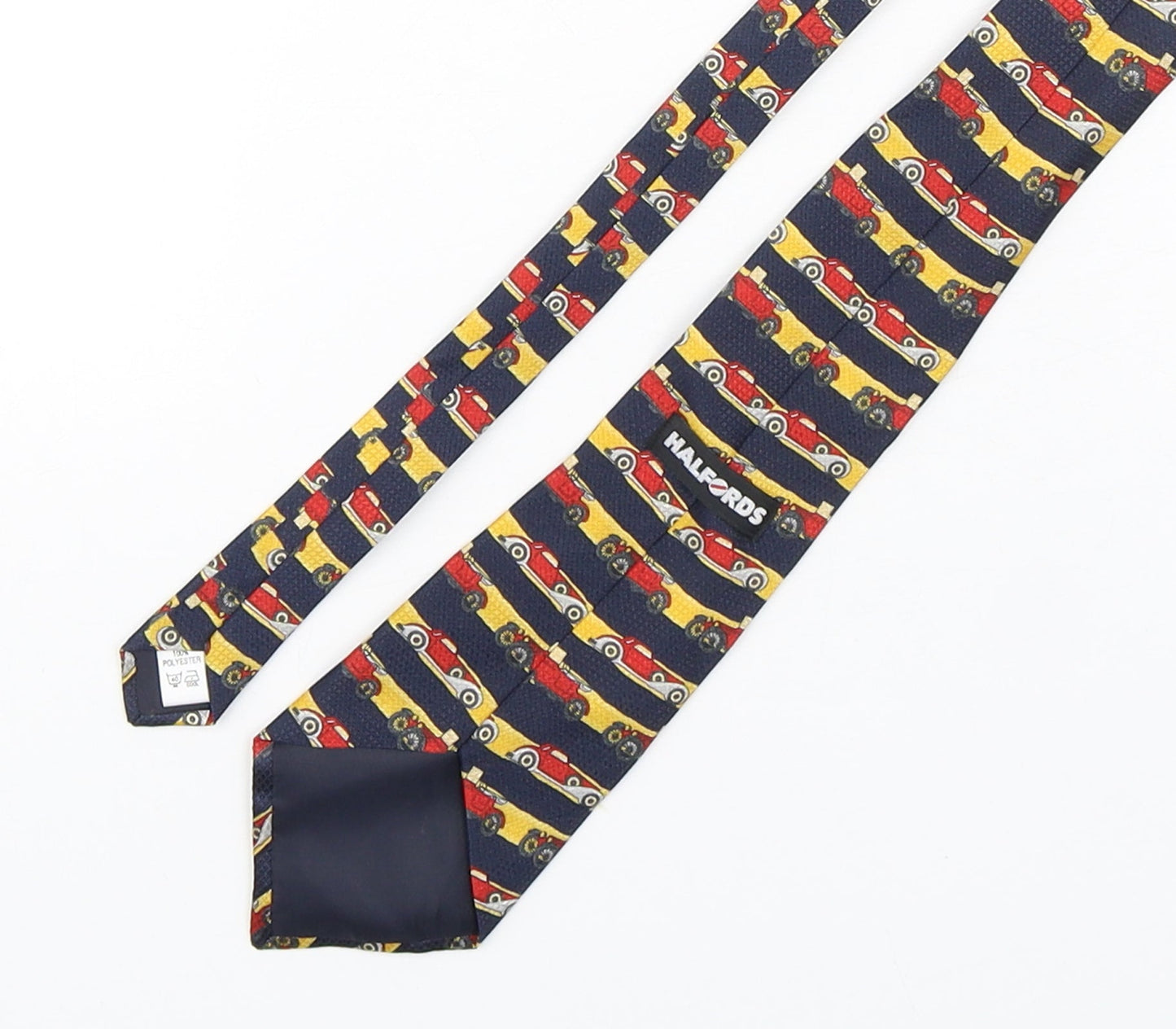 Halfords  Mens Multicoloured Striped Polyester Pointed Tie One Size - Car Print