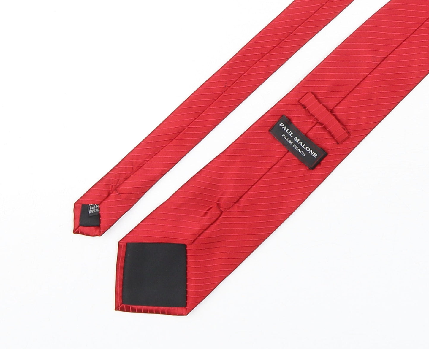 Paul Malone  Mens Red Striped Polyester Pointed Tie One Size