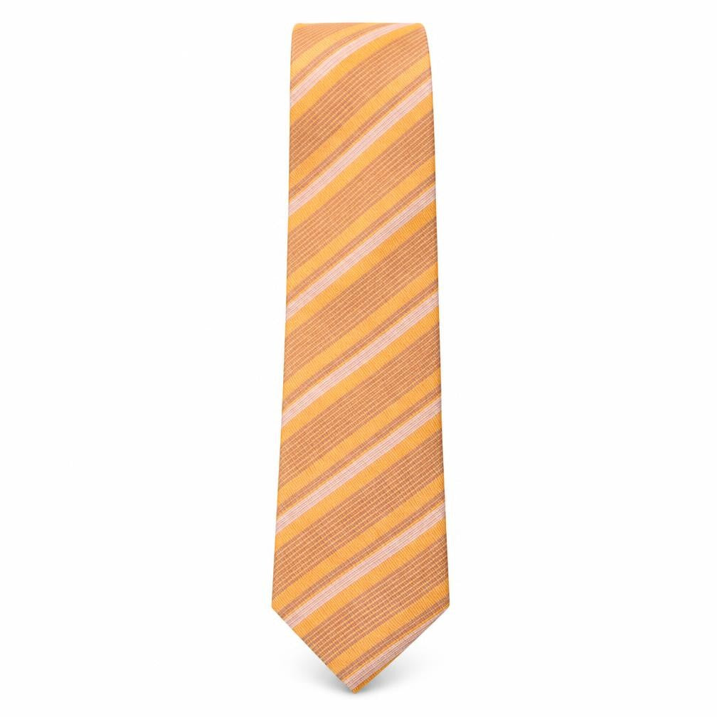 alpi Mens Orange Striped Silk Pointed Tie One Size
