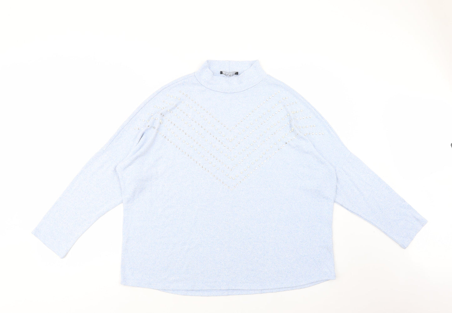 Select Womens Blue High Neck  Viscose Pullover Jumper Size L