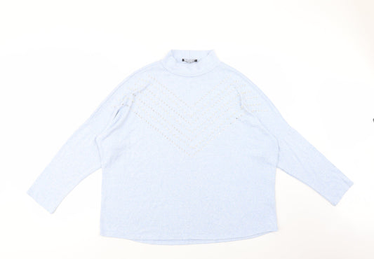 Select Womens Blue High Neck  Viscose Pullover Jumper Size L