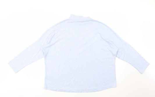 Select Womens Blue High Neck  Viscose Pullover Jumper Size L