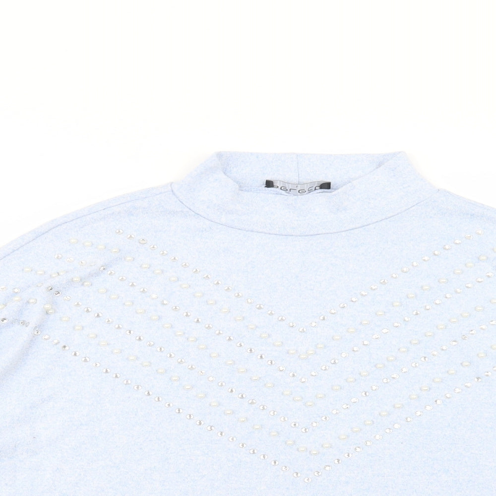 Select Womens Blue High Neck  Viscose Pullover Jumper Size L