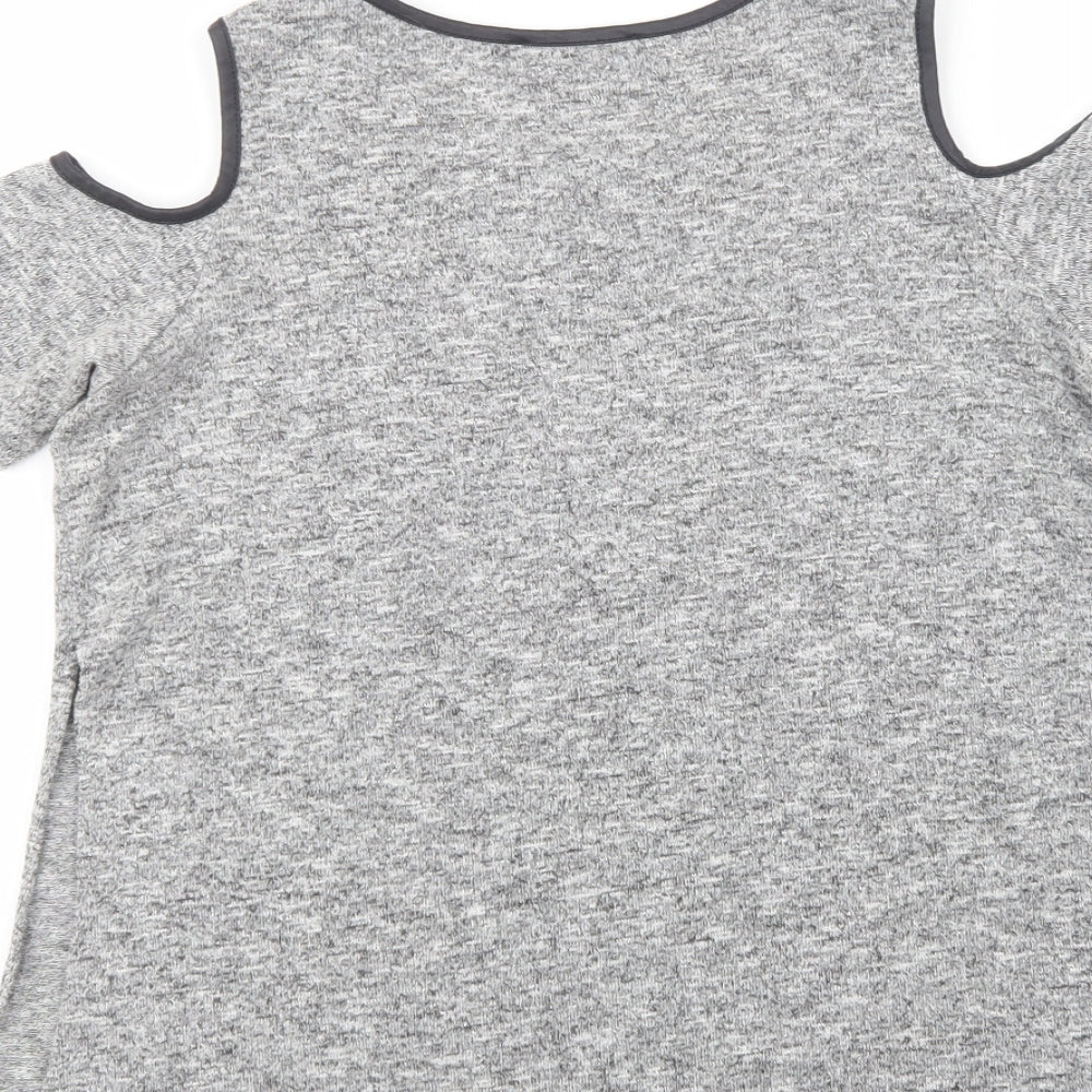 Select Womens Grey  Polyester Basic Blouse Size 10 Crew Neck - Not My Problem