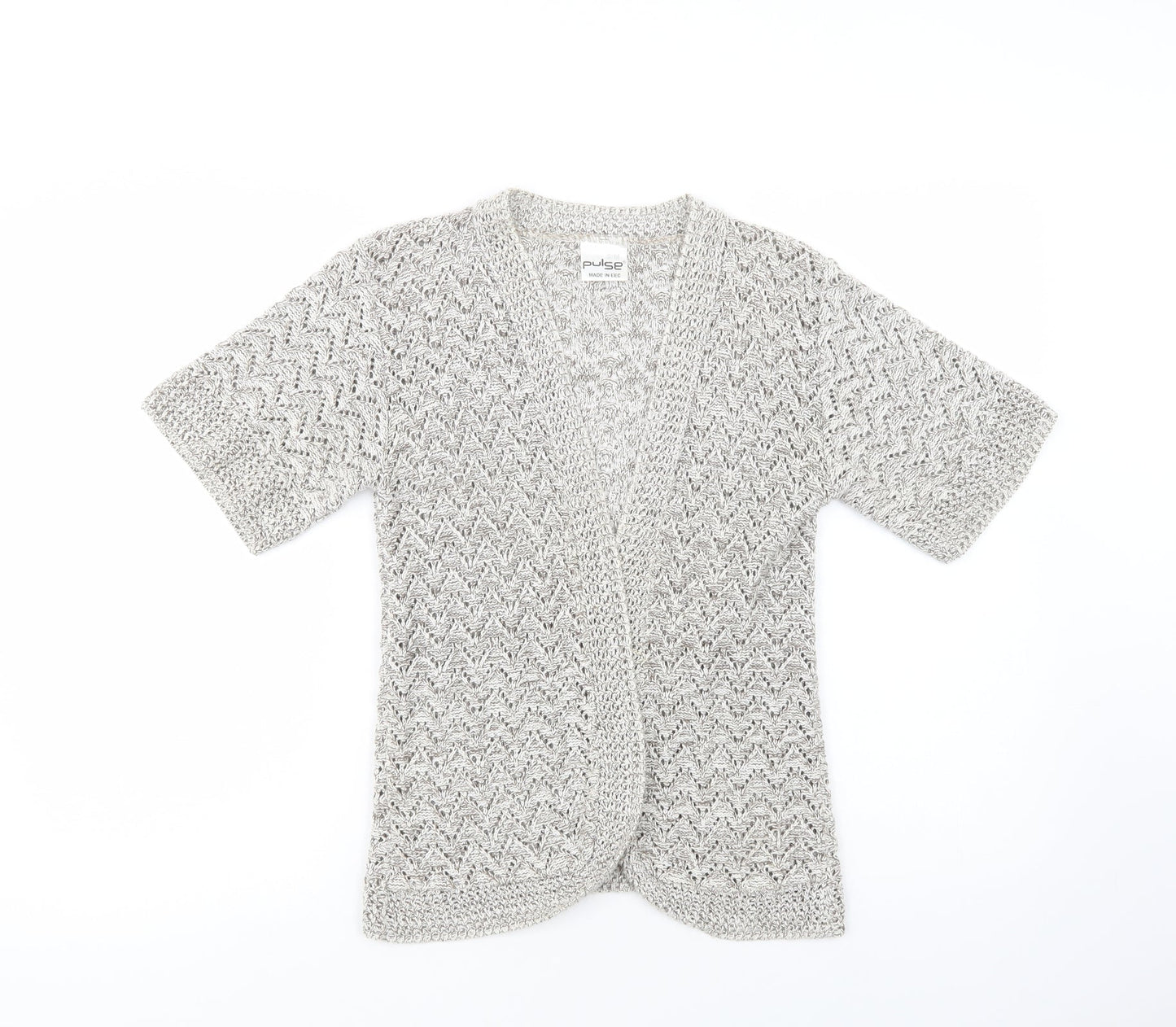 Pulse Womens Beige V-Neck  Acrylic Cardigan Jumper Size S
