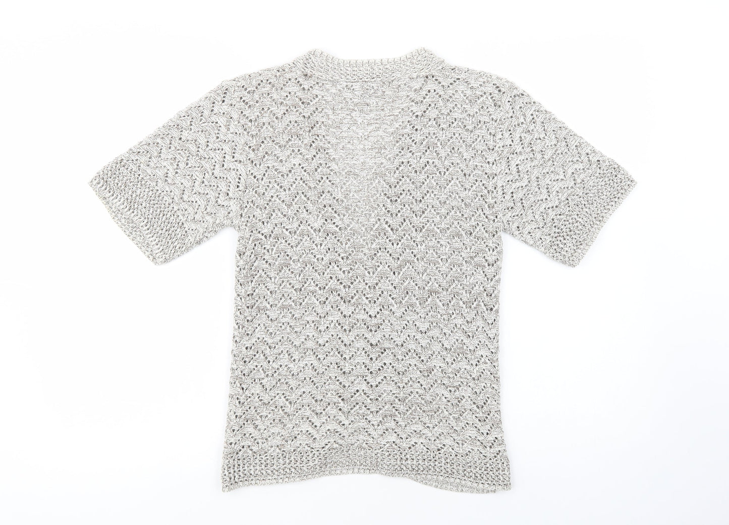 Pulse Womens Beige V-Neck  Acrylic Cardigan Jumper Size S