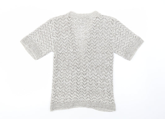 Pulse Womens Beige V-Neck  Acrylic Cardigan Jumper Size S