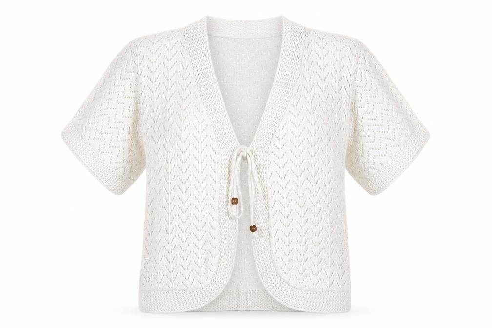 Etiquette London Womens White V-Neck  Acrylic Cardigan Jumper Size S