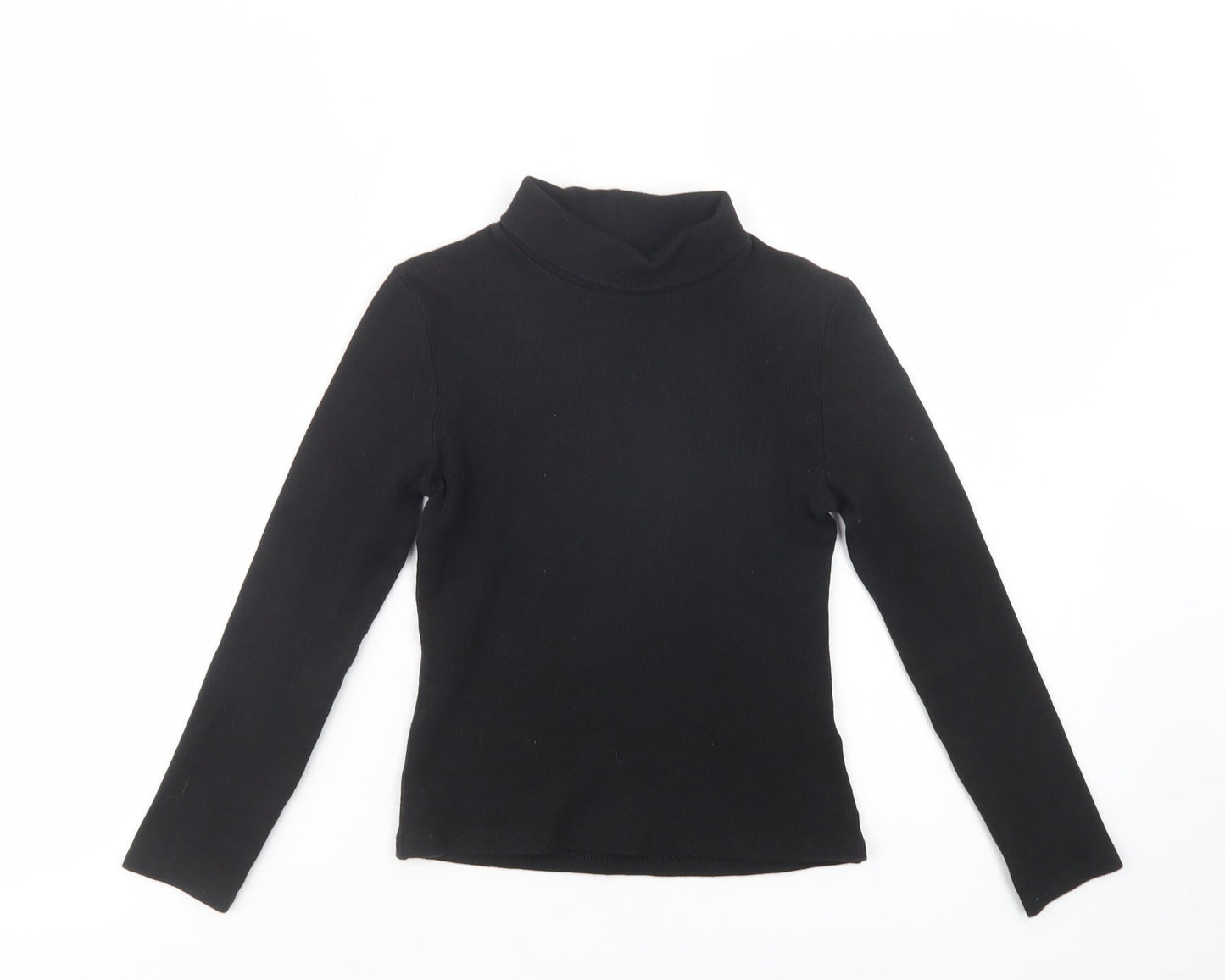 Matalan Girls Black  Cotton Basic Blouse Size 9 Years Roll Neck Pullover