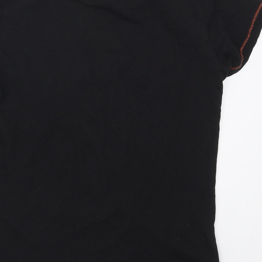 Matalan Boys Black  Polyester Basic T-Shirt Size 10 Years Crew Neck Pullover - Leaf Prints