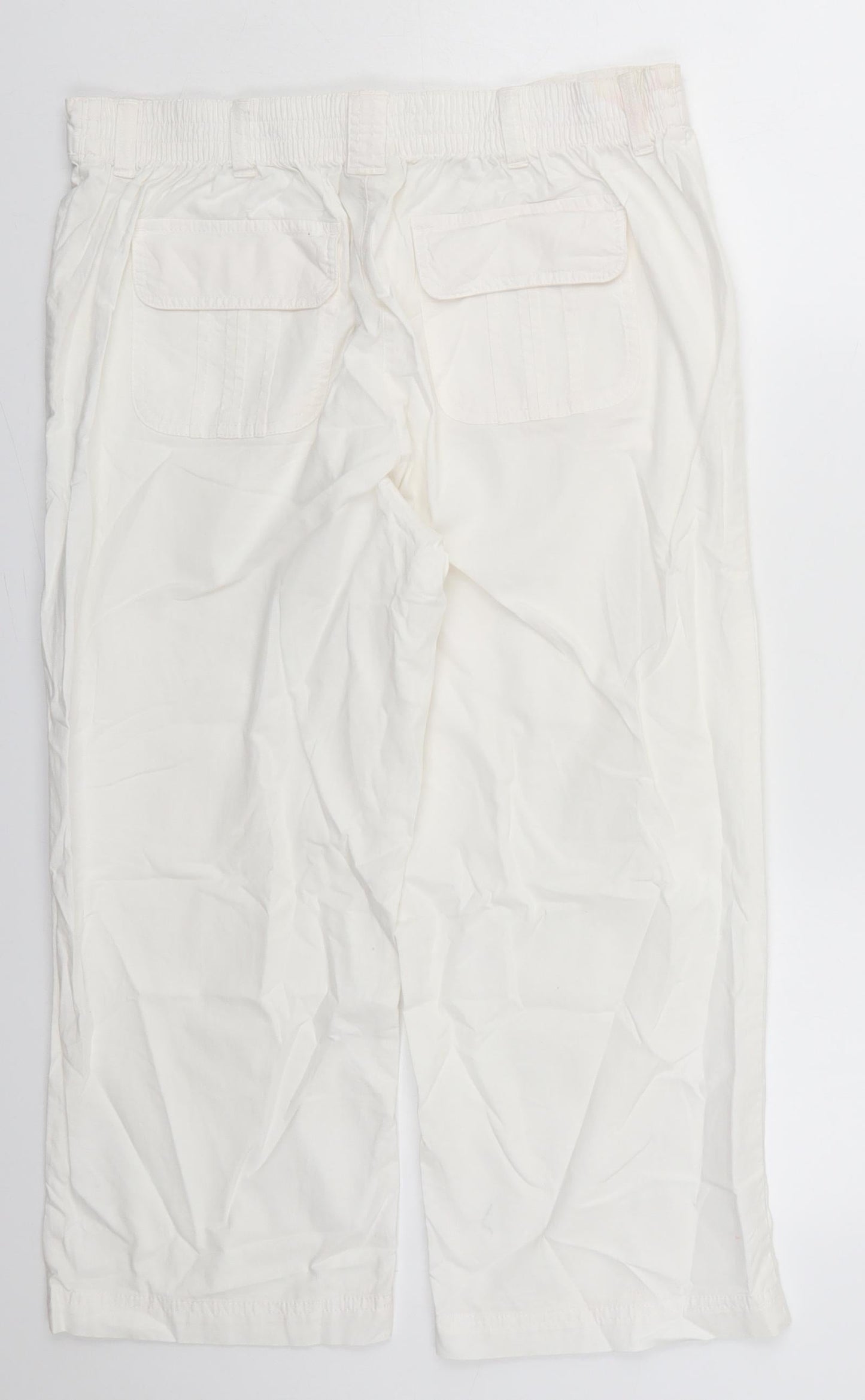 BHS Womens White  Cotton Trousers  Size 12 L22 in Regular Button