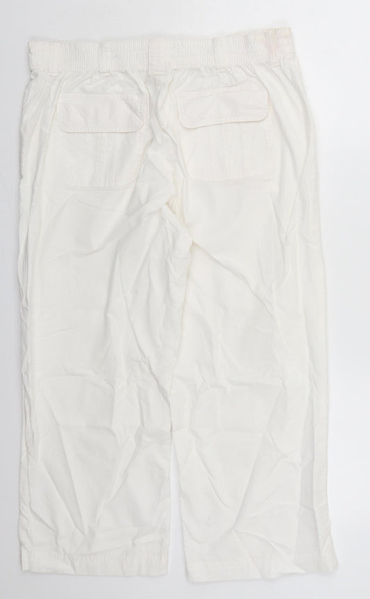 BHS Womens White  Cotton Trousers  Size 12 L22 in Regular Button