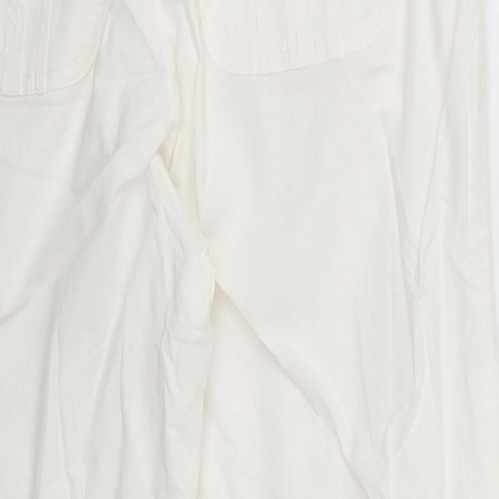 BHS Womens White  Cotton Trousers  Size 12 L22 in Regular Button