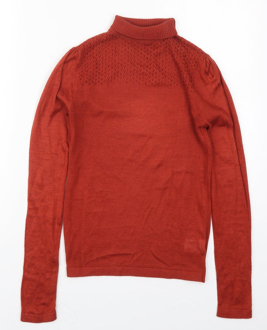 Therapy Womens Red Roll Neck  Acrylic Pullover Jumper Size 8
