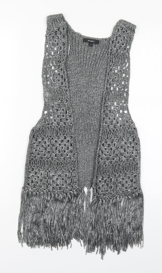Studio F Womens Grey V-Neck  Acrylic Cardigan Jumper Size S