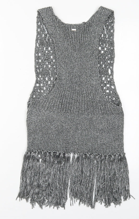 Studio F Womens Grey V-Neck  Acrylic Cardigan Jumper Size S