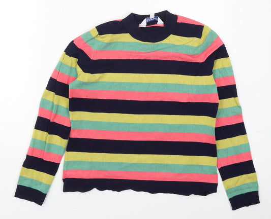 Harkel Womens Green Crew Neck Striped Viscose Pullover Jumper Size 14   - Pink