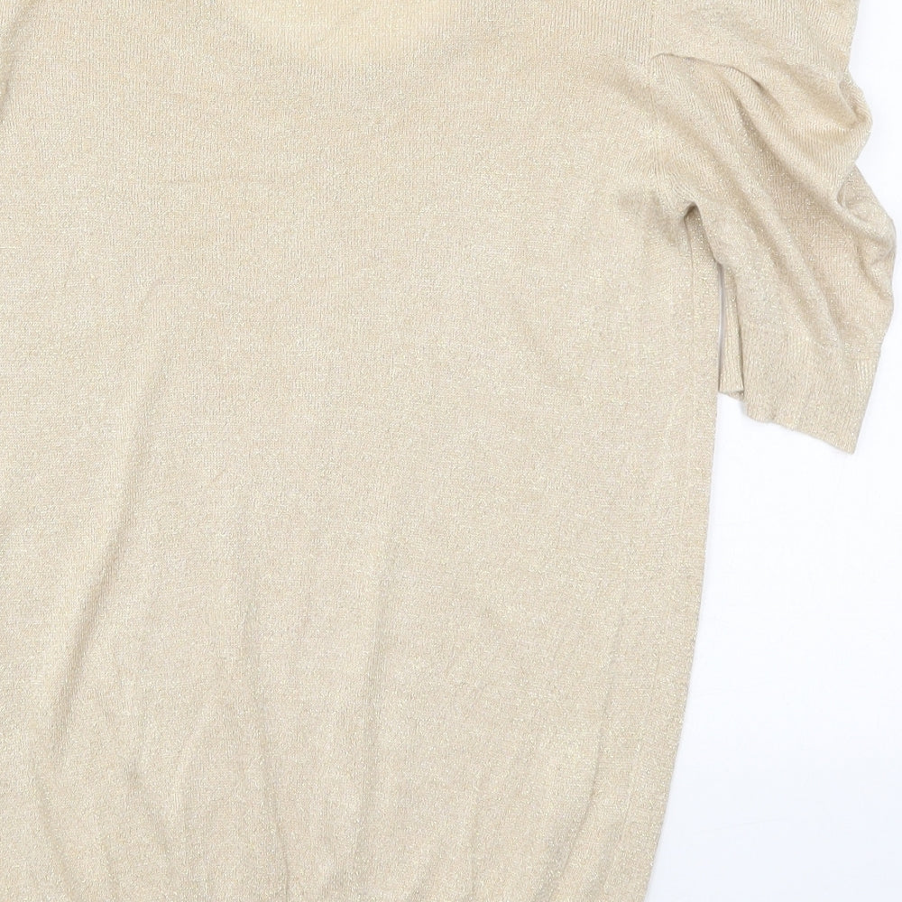 Peacocks Womens Beige Round Neck  Viscose Pullover Jumper Size 12