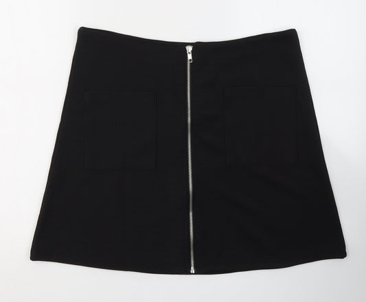 WITH LOVE Womens Black  Polyester A-Line Skirt Size 14   Zip