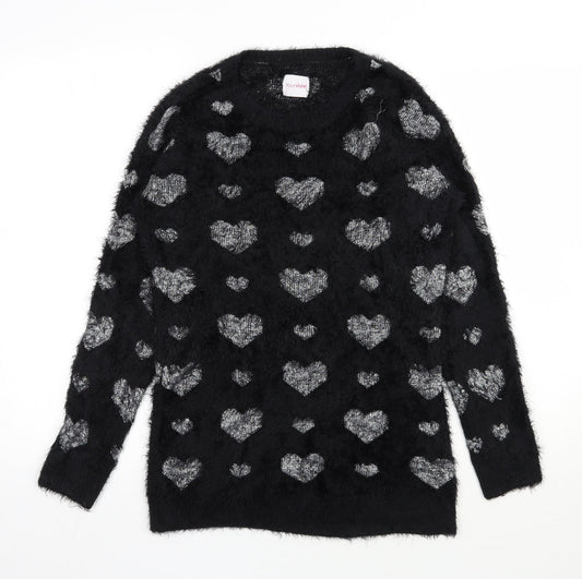 Your style Womens Black Round Neck  Polyamide Pullover Jumper Size 10