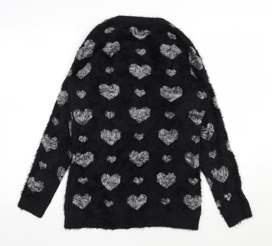 Your style Womens Black Round Neck  Polyamide Pullover Jumper Size 10