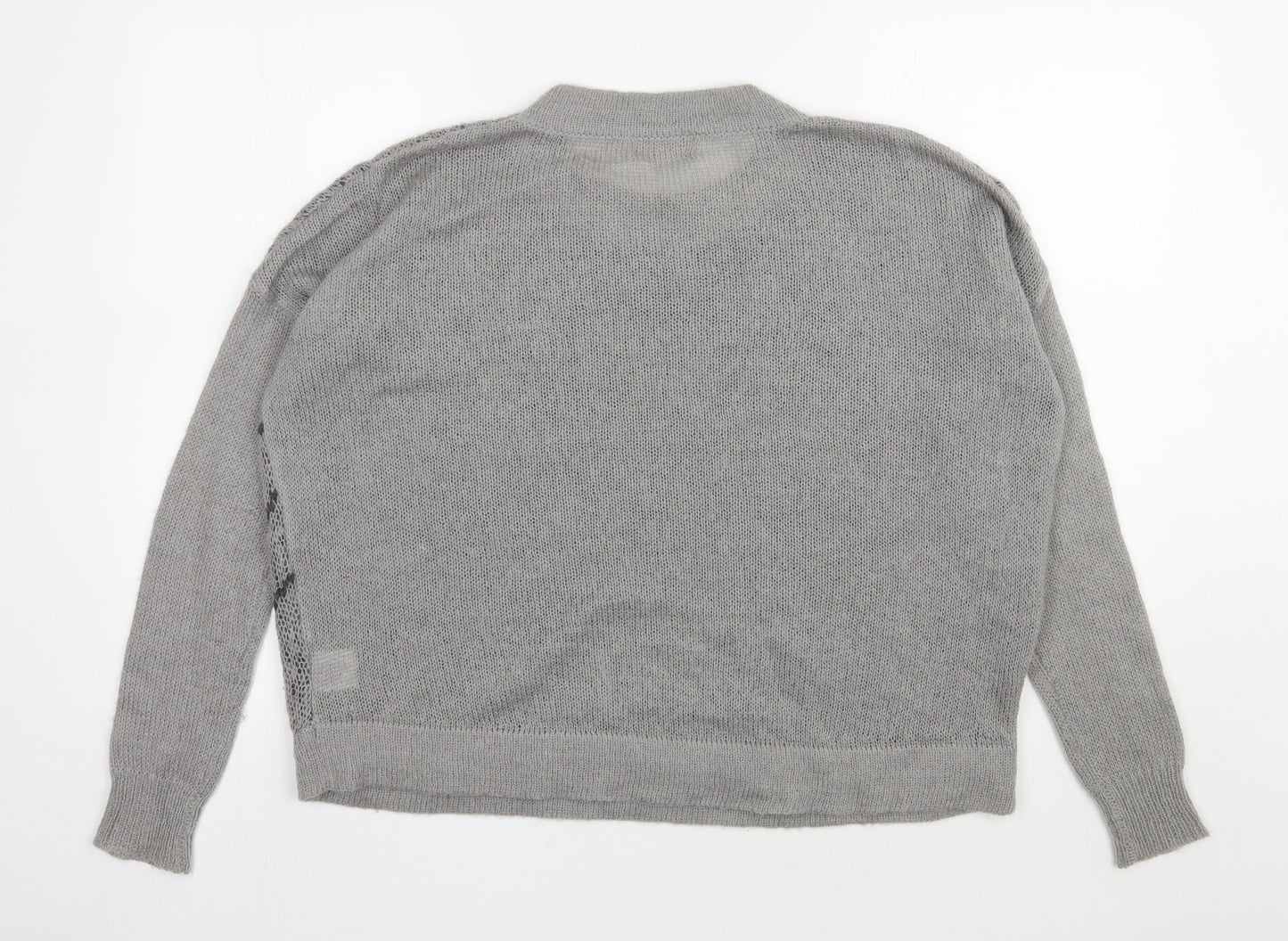 Label lab  Womens Grey Round Neck Geometric Nylon Pullover Jumper Size 10