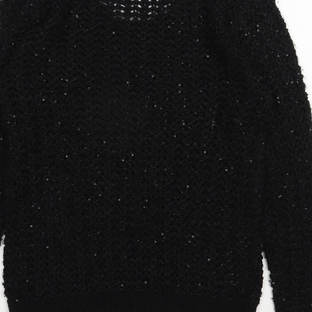 NEXT Womens Black Scoop Neck  Acrylic Pullover Jumper Size S