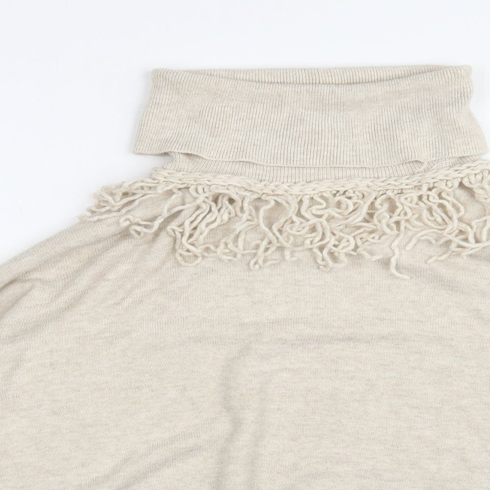 River Island Womens Beige Roll Neck  Acrylic Pullover Jumper Size S