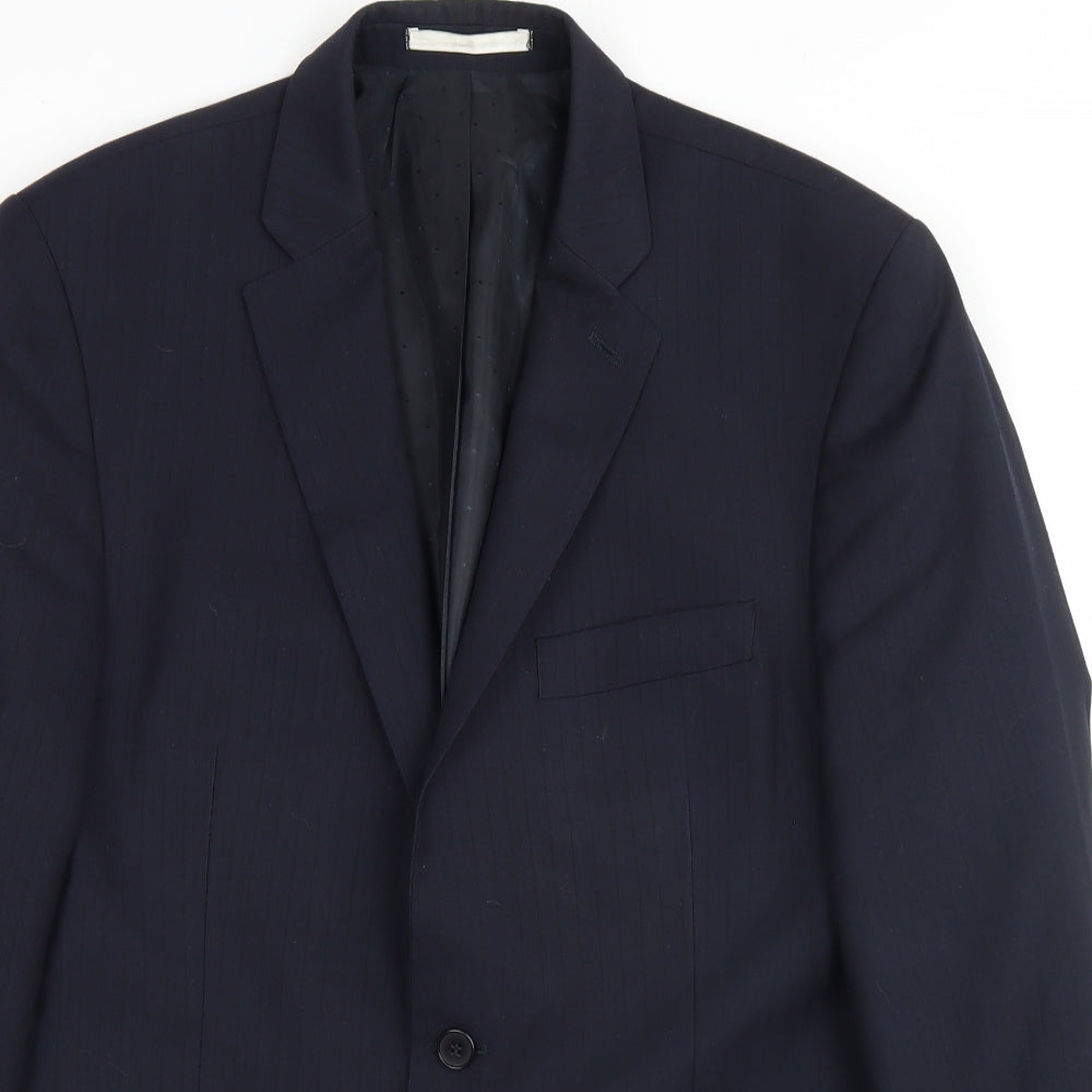 Preworn Mens Blue Striped Wool Jacket Blazer Size 40