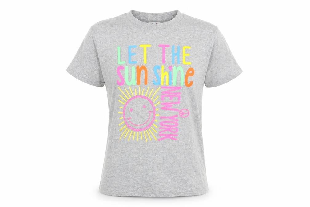 Delta Girls Grey  Cotton Pullover T-Shirt Size M Crew Neck  - Let the Sun Shine- Newyork