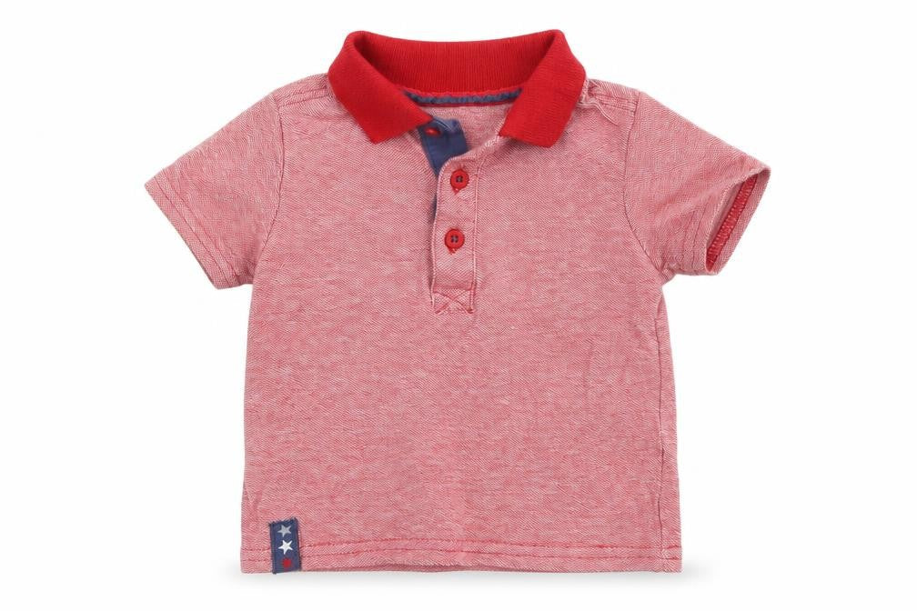 George Boys Red  100% Cotton Pullover Polo Size 6-9 Months Collared Button